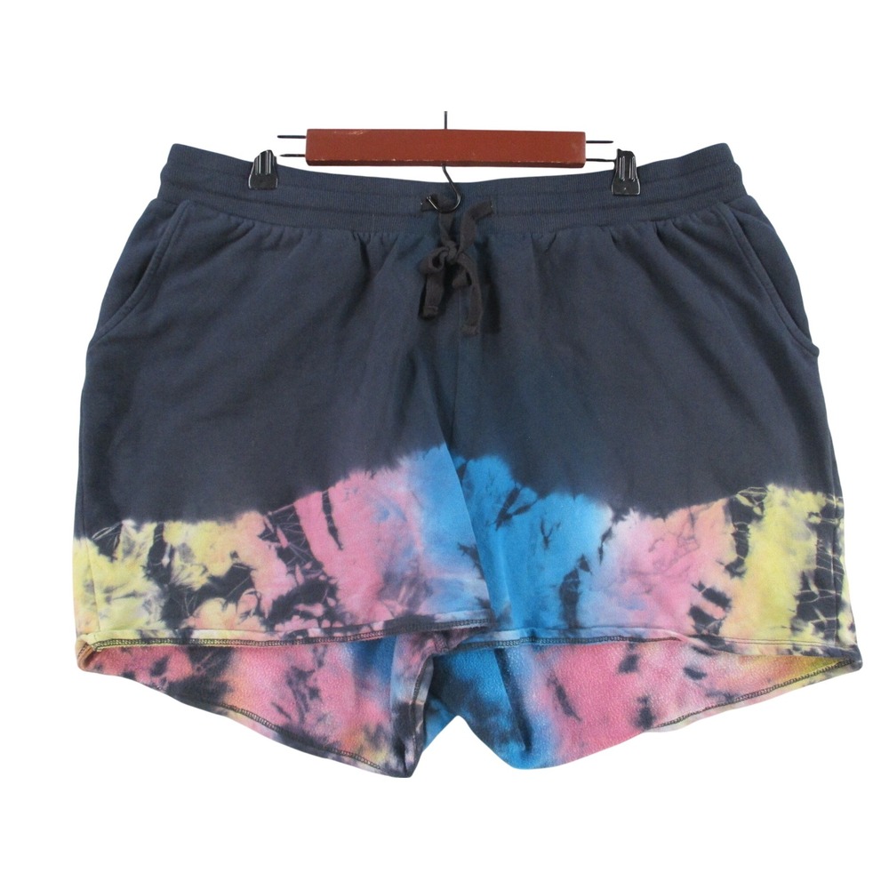 LoveSick Women Tie Dye Lounge Shorts Charcoal Pink Blue Yellow Size 2